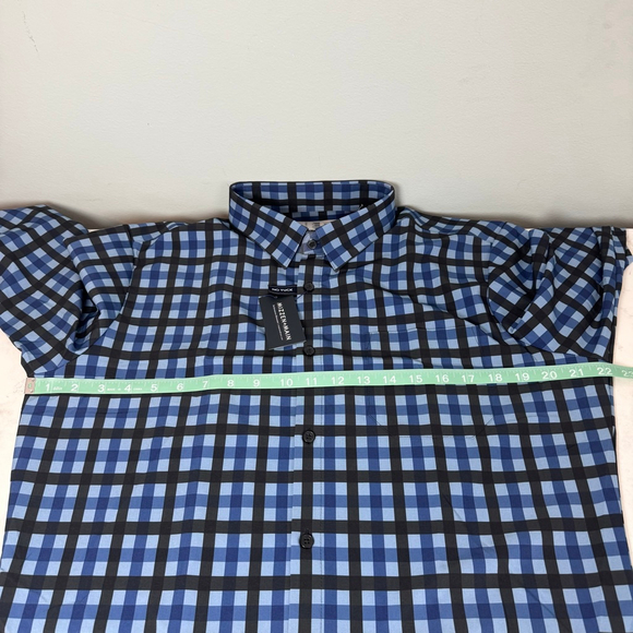 NWT Mizzen+Main Leeward Trim No Tuck Button Shirt Size M Blue Black Checkered - Picture 6 of 8